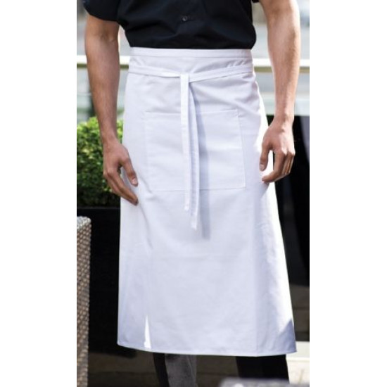 103-003 White Half Apron with Pocket